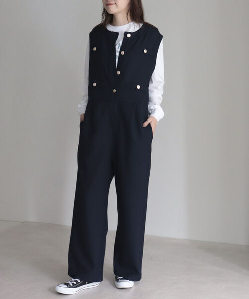「fredy emue」 オールインワン 38 ネイビー レディース_画像9