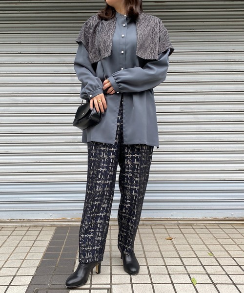 Audrey and John Wad ブラウス シャツ ジャガードヨークパール