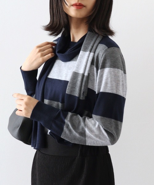 ブローディア BRODIAEA アンサンブル風マルチボーダーニット （ブラック） アンサンブル BRODIAEA 変形アンサンブル : ZOZOTOWN Yahoo!店