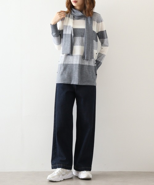 ブローディア BRODIAEA アンサンブル風マルチボーダーニット （ブラック） アンサンブル BRODIAEA 変形アンサンブル : ZOZOTOWN Yahoo!店