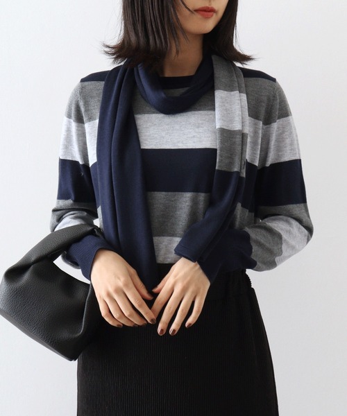 ブローディア BRODIAEA アンサンブル風マルチボーダーニット （ブラック） アンサンブル BRODIAEA 変形アンサンブル : ZOZOTOWN Yahoo!店