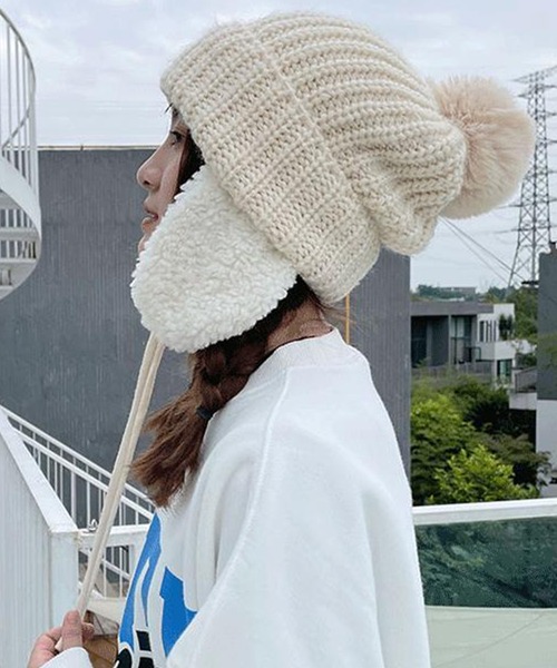 DAY CLOSET ニット帽 ニットキャップ 「あったかもこもこボアイヤー