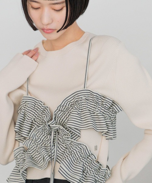 yum フリルハーネス　ホワイト yuw（ユウ）の「フリルハーネス 110306（その他トップス）」 - WEAR