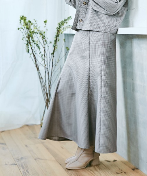 マーメイドスカート ワンピース チェック柄 全2色 S／Ｍ マーメイドワンピース ギンガムチェック ロングワンピース[品番