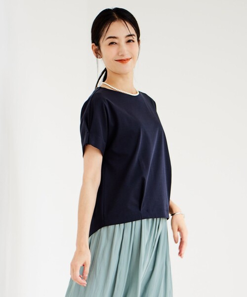 tシャツ 「接触冷感」コットンスムース フレンチスリーブ カットソー レディース
