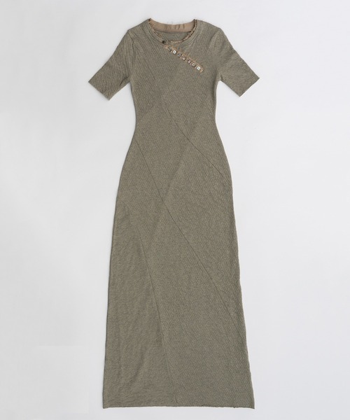 ワンピース prank project Henley Neck Cut Maxi Dress PRANK PROJECT ワンピース スラントヘンリーネックカットマキシ