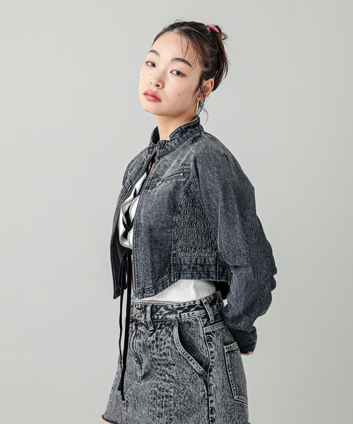 X-girl（エックスガール） デニムジャケット gジャン ZIP UP STAND