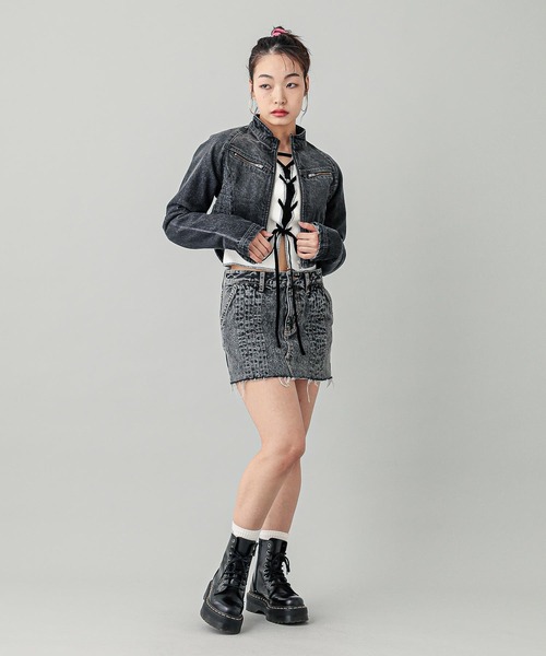 X-girl（エックスガール） デニムジャケット gジャン ZIP UP STAND