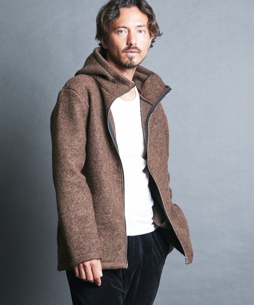 Magine パーカー SHETLAND WOOL SLIVER KNIT STAND ZIP PARKA