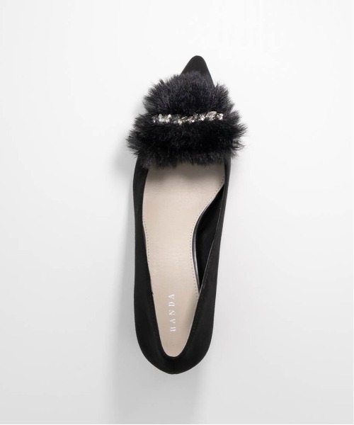 RANDA 2WAY ビジュー×ファーパーツパンプス RANDA パンプス 2WAY ビジュー×ファーパーツパンプス : ZOZOTOWN