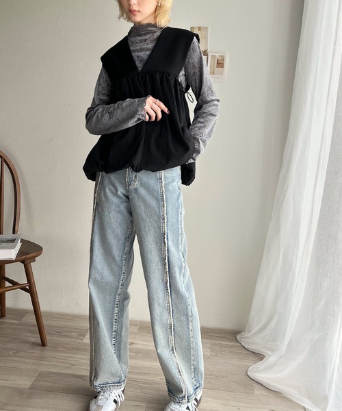 Esensation イーセンセーション 異素材ドッキングバルーンベスト ジレ classicalelf（クラシカルエルフ） ベスト ジレ 異素材の魅力で大人