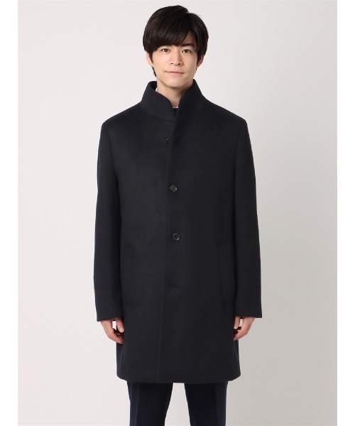 シンプル定番アウター ウールビーバーステンカラーコート メンズM黒 新品未使用 ステンカラーコート／ビーバー／ウールブレンド／無地 | SUIT SQUARE