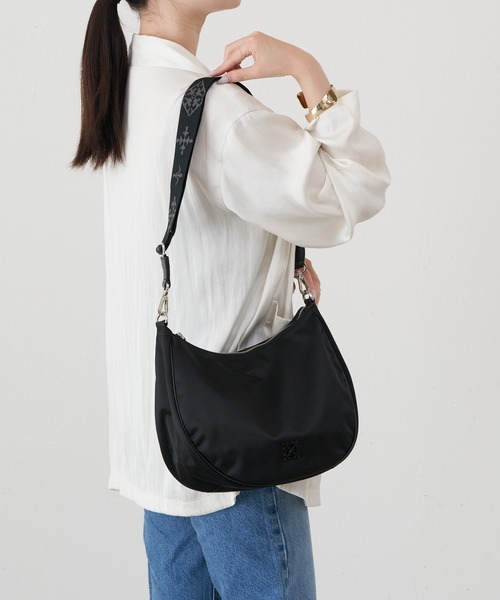 russet 2wayハンドバッグ　ショルダーバッグ　ナイロン　ネイビー russet｜モノグラムナイロン2wayショルダーバッグ | Rakuten