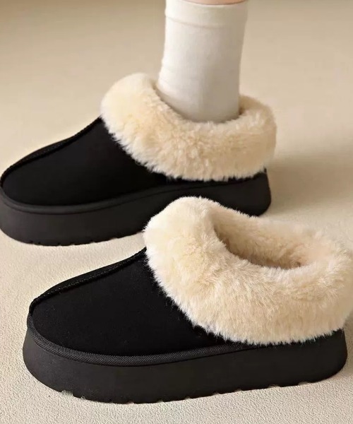 CELENA BEATS ブーツ フェイクファーゴム厚底スリッパムートンブーツ