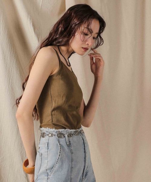 tシャツ カップ付きフライスキャミソール レディース カップ付きフライスキャミソール（Tシャツ/カットソー）｜SLOBE