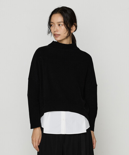 ギャバジン K．T（Gabardine K．T）/〔 +サイズ 〕 ニットコール レイヤードセーター Gabardine K.T（ギャバジンK.T） tシャツ ニットコール レイヤード