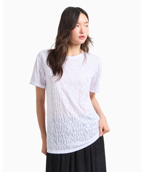 tシャツ 「A|X アルマーニ エクスチェンジ」「ZOZO限定」AXロゴ　半袖クルーネックTシャツ/ROLLED UP レディース