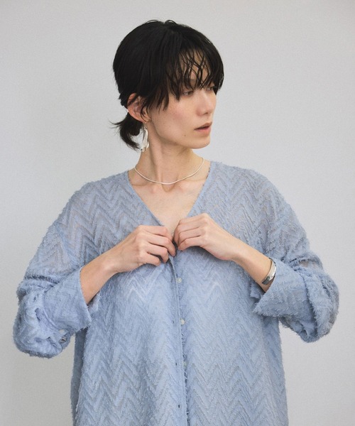 ブラウス シャツ モンターニュジャガードVネックシャツ/ブラウス レディース SALON adam et rope' ブラウス シャツ モンターニュジャガードV