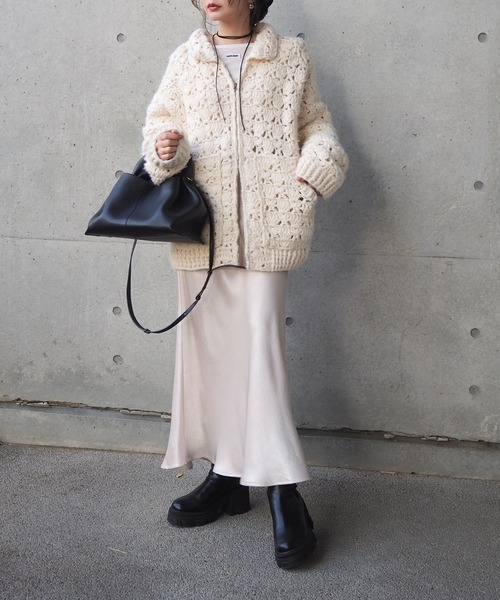カーディガン CROCHET 2WAY C/D クロシェット 2ウェイ カーディガン レディース ElegChic カーディガン 2Wayメッシュニットカーディガン