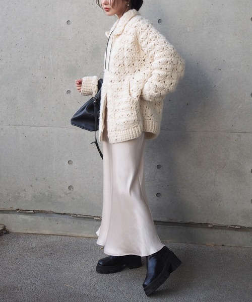カーディガン double zip crochet knit cardigan /ダブルジップクロシェカーディガン レディース カーディガン double zip crochet knit cardigan /ダブルジップ