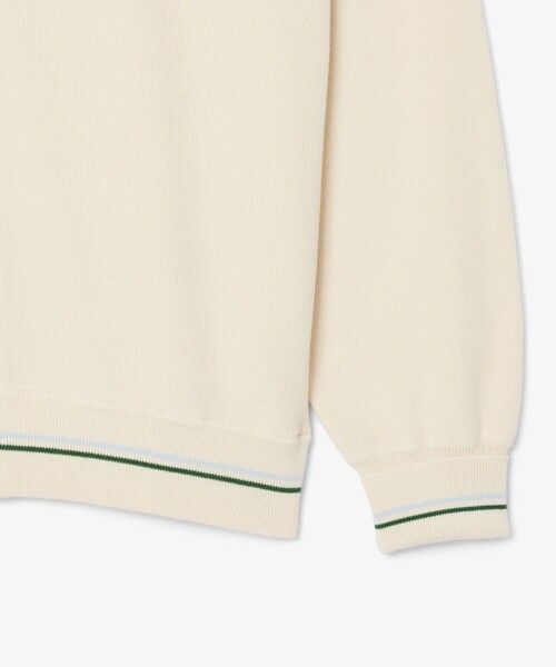 LACOSTE リブニットステッチコットンニットカーディガン LACOSTE カーディガン リブニットステッチコットンニット