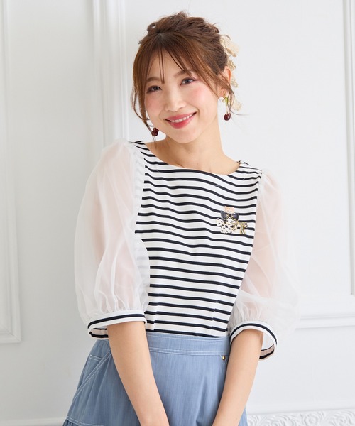 tシャツ 「22fabric」リボンコレクター/ボーダーカットソー レディース