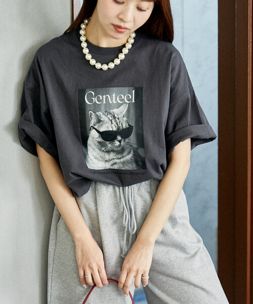 PUBLUX（パブリュクス） tシャツ ”Genteel”キャット アニマルプリントT