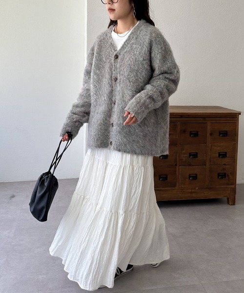 「DISCOAT」 ニットカーディガン FREE ブルー レディース_画像2