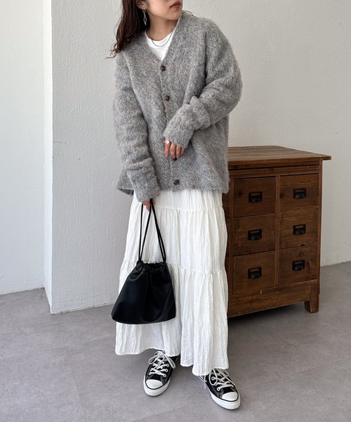 「DISCOAT」 ニットカーディガン FREE ブルー レディース_画像3