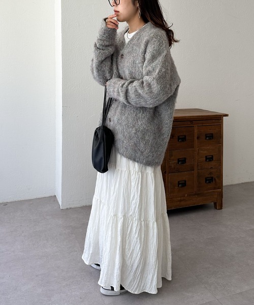 「DISCOAT」 ニットカーディガン FREE ブルー レディース_画像4