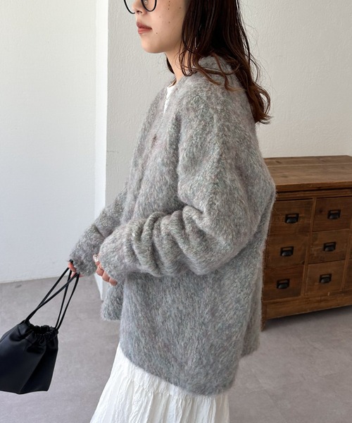 「DISCOAT」 ニットカーディガン FREE ブルー レディース_画像7