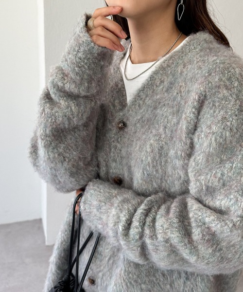 「DISCOAT」 ニットカーディガン FREE ブルー レディース_画像8