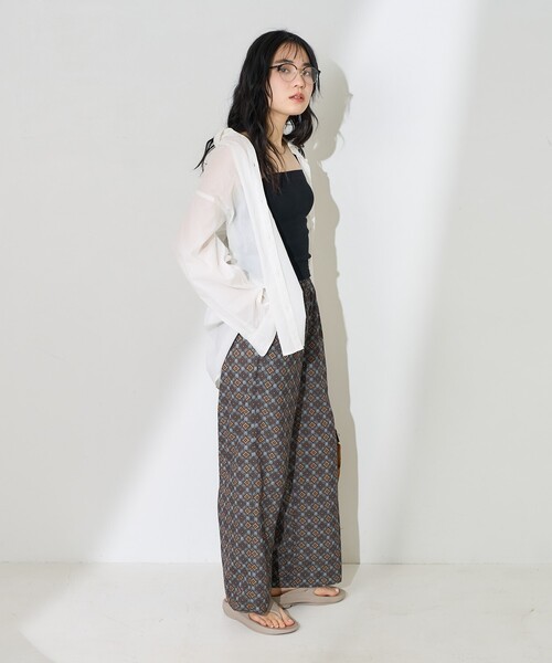 極美品✨ハウスオブロータス 総柄 幾何学 イージーカジュアルパンツ ワイド ゴム FREAK'S STORE（フリークスストア） パンツ 幾何学柄 イージーパンツ