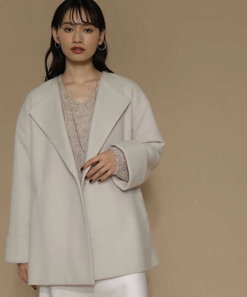 [ナチュラルビューティーベーシック] アウター オーバーハーフコート ベージュ ナチュラルビューティーベーシック NATURAL BEAUTY BASIC フェイク