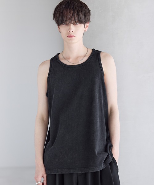 ASTRONOMY タンクトップ ピグメント加工綿100％タンクトップ メンズ