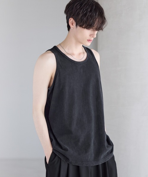 ASTRONOMY タンクトップ ピグメント加工綿100％タンクトップ メンズ