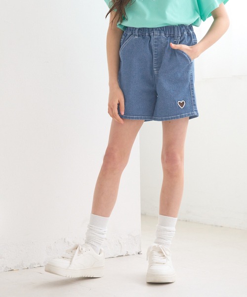 coca パンツ キッズ デニムハートくり抜きショートパンツ キッズ