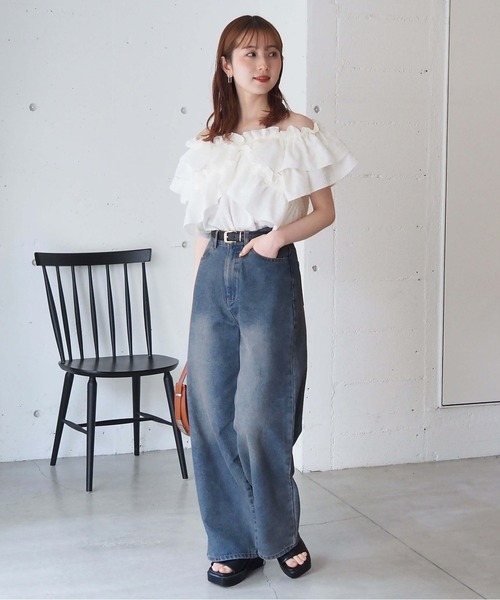 ♡限定値下げ♡新品タグ付き♡袖フリルデザイン裏毛トップス♡ SHIPS（シップス） ブラウス シャツ 「WEB限定」「手洗い可能」袖