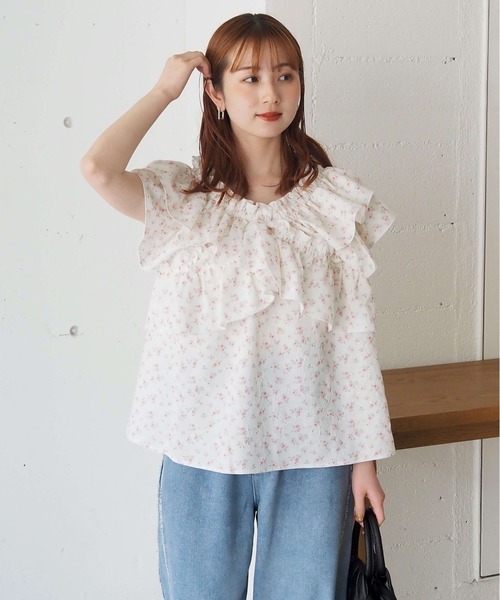 2wayクロスフリルデザインブラウス Chico ブラウス シャツ 「5色展開」2wayクロスフリルデザイン