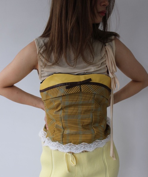 「SANSeLF」 バックレースアップチェックビスチェ sanw25s088 レディース