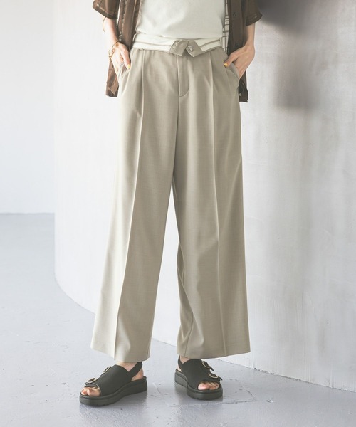 GLOBAL WORK パンツ お手入れラクラクセットアップ/ワイドパンツ