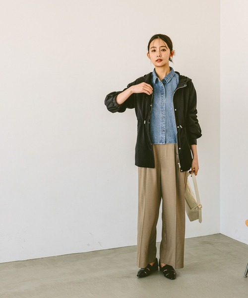 GLOBAL WORK お手入れらくらくSET UP Wジャケット ワイドパンツ