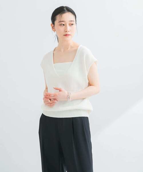 URBAN RESEARCH ベスト ジレ リネンコットンVネックニットベスト