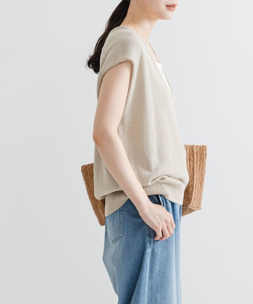 美品✨異素材 ベスト ドレープ サテン カットソー ジレ ファビアナフィリッピ ファビアナフィリッピ サマーニットベスト 美品✨異素材 ベスト