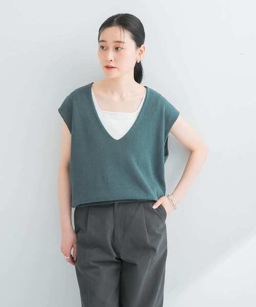 URBAN RESEARCH ベスト ジレ リネンコットンVネックニットベスト