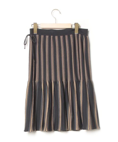 「CIVIDINI」 ストライプ柄ニットスカート 40 グレー レディース_画像2