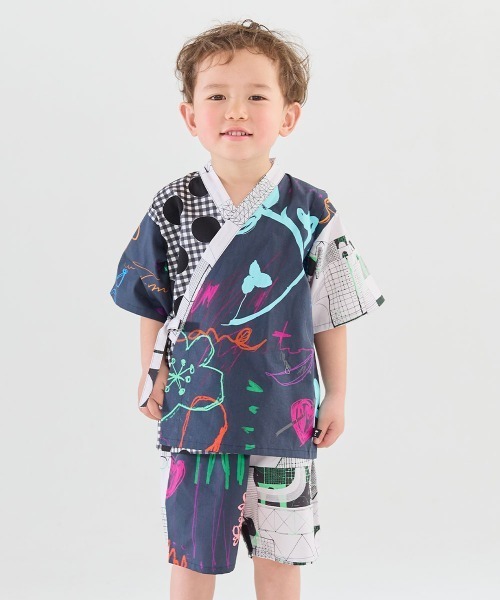 浴衣 「MOEMUSISAN X moimoln」BOYS甚平 キッズ 子供 男の子の画像
