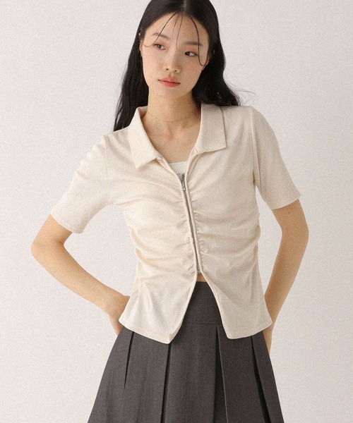 Heather tシャツ フロントギャザーZIPTEE 497343 レディース