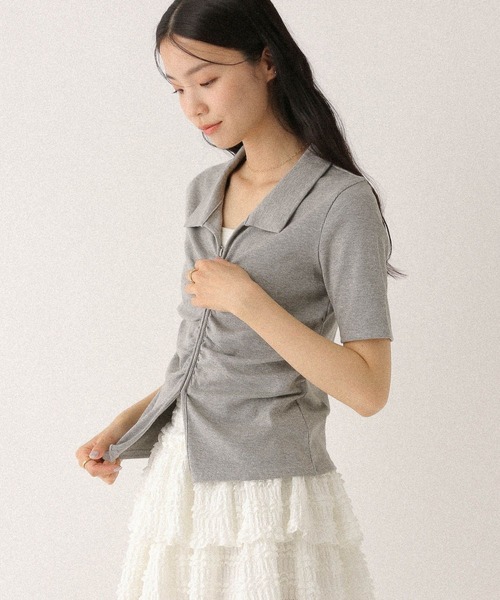 トップス tea Heather tシャツ フロントギャザーZIPTEE 497343 レディース
