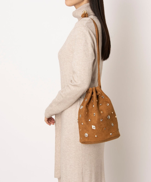 スタッズ フェイクスエード ブラウンバッグ スエード スタッズバッグ - ブラウン | ZARA Japan / 日本
